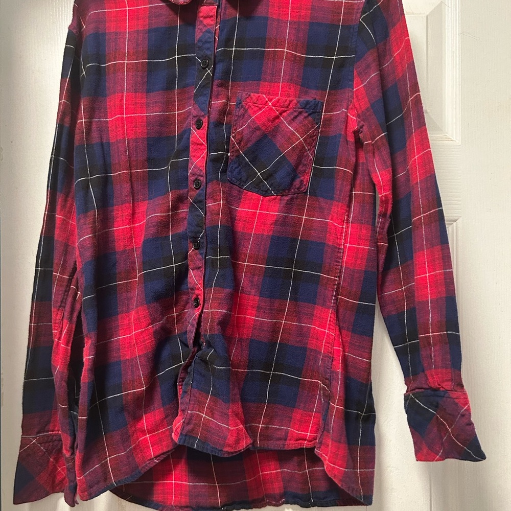 Plaid Button Down Shirt - Red and Blue